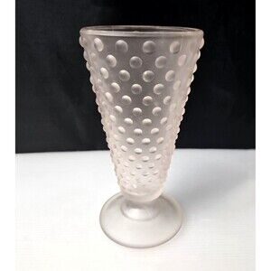 Fenton Art Glass Hobnail Vase Frosted Pink Footed Pedestal Vintage 8"